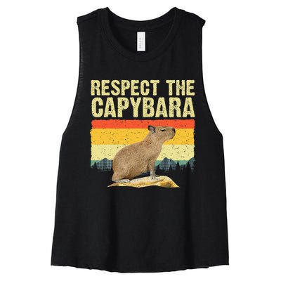 Capybara Art For Women Rodent Animal Lover Capybara Women's Racerback Cropped Tank