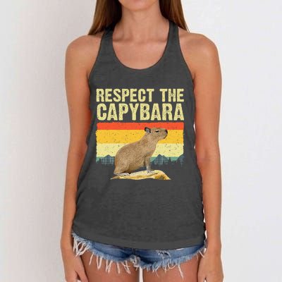 Capybara Art For Women Rodent Animal Lover Capybara Women's Knotted Racerback Tank