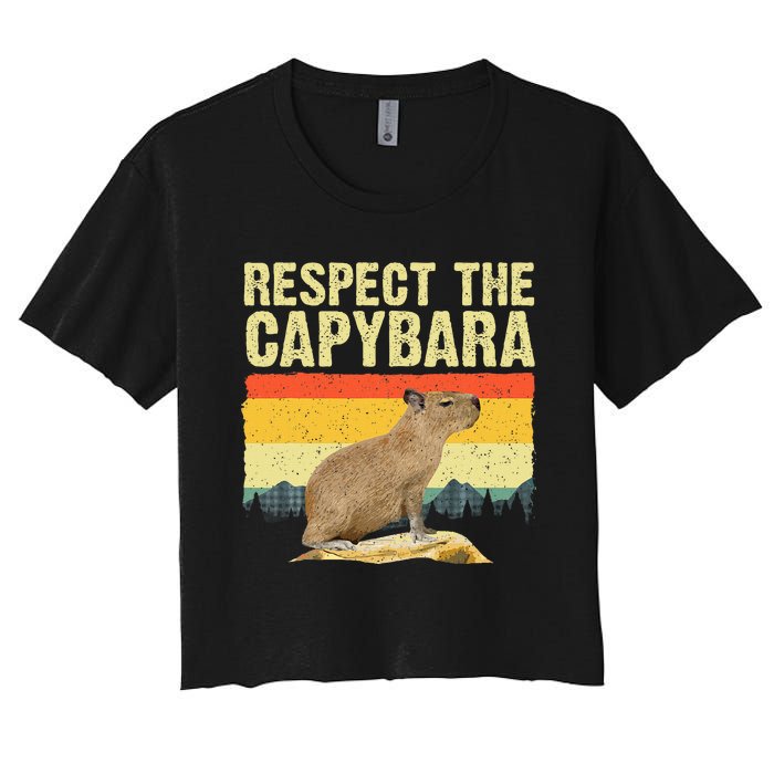 Capybara Art For Women Rodent Animal Lover Capybara Women's Crop Top Tee