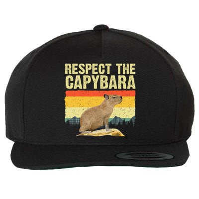 Capybara Art For Women Rodent Animal Lover Capybara Wool Snapback Cap