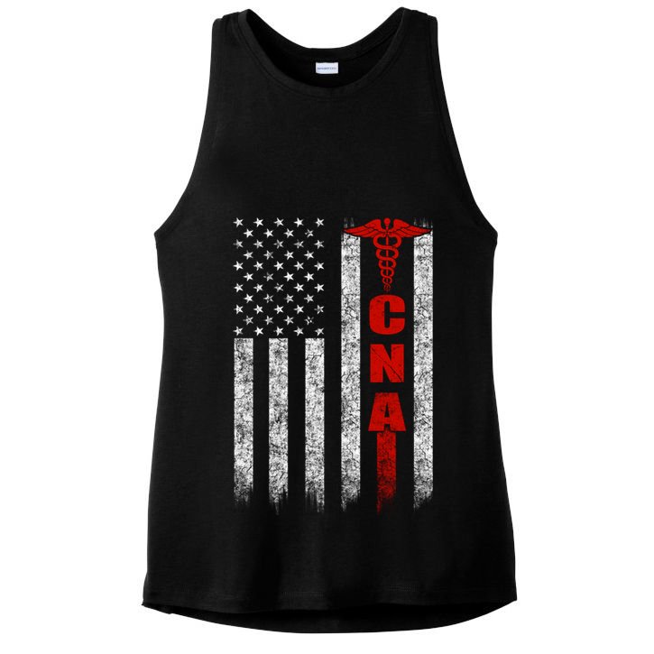Cna American Flag Patriotic Pride Nurse Gift Ladies PosiCharge Tri-Blend Wicking Tank