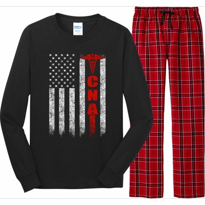 Cna American Flag Patriotic Pride Nurse Gift Long Sleeve Pajama Set