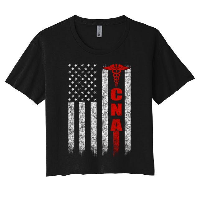 Cna American Flag Patriotic Pride Nurse Gift Women's Crop Top Tee