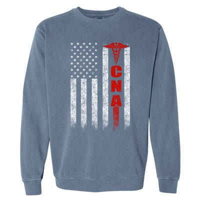 Cna American Flag Patriotic Pride Nurse Gift Garment-Dyed Sweatshirt