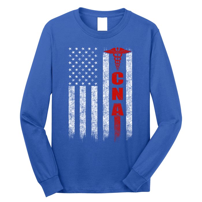 Cna American Flag Patriotic Pride Nurse Gift Long Sleeve Shirt