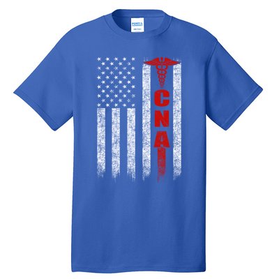 Cna American Flag Patriotic Pride Nurse Gift Tall T-Shirt