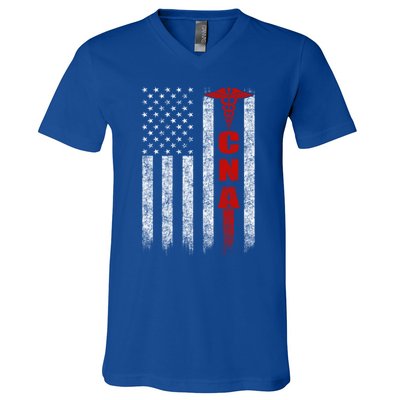 Cna American Flag Patriotic Pride Nurse Gift V-Neck T-Shirt