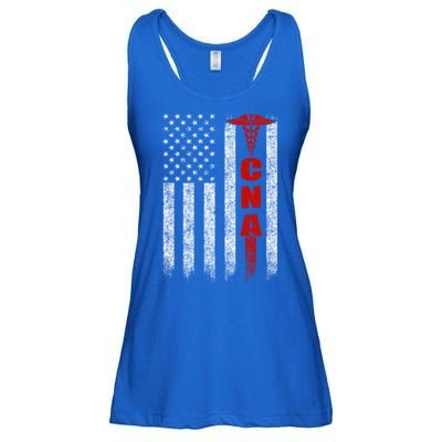 Cna American Flag Patriotic Pride Nurse Gift Ladies Essential Flowy Tank