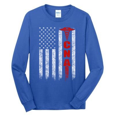 Cna American Flag Patriotic Pride Nurse Gift Tall Long Sleeve T-Shirt