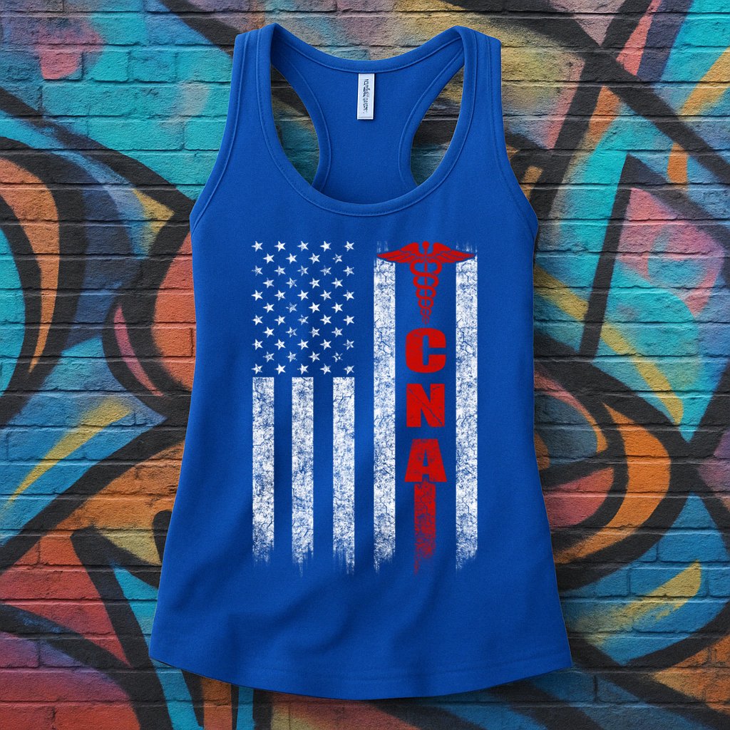 Cna American Flag Patriotic Pride Nurse Gift Womens Tank Top