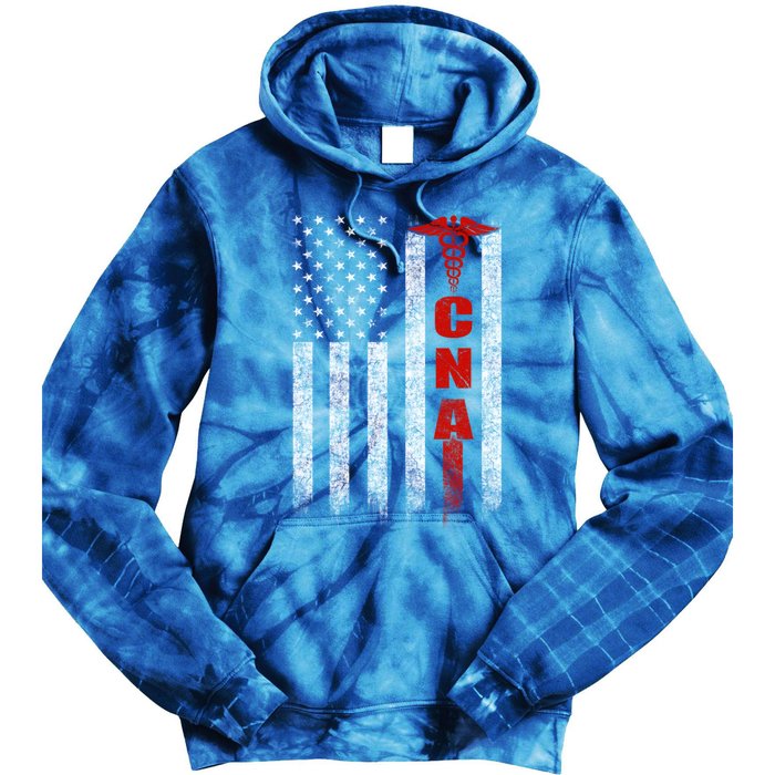 Cna American Flag Patriotic Pride Nurse Gift Tie Dye Hoodie