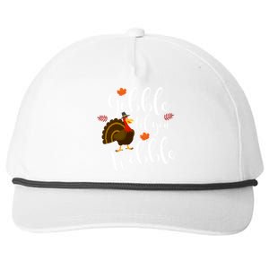 Cute And Funny Gobble Til You Wobble Thanksgiving Turkey Cool Gift Snapback Five-Panel Rope Hat