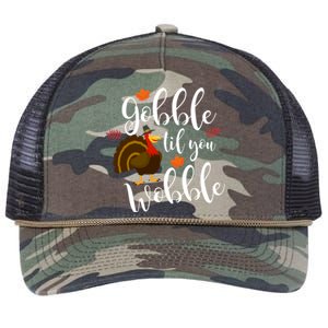 Cute And Funny Gobble Til You Wobble Thanksgiving Turkey Cool Gift Retro Rope Trucker Hat Cap