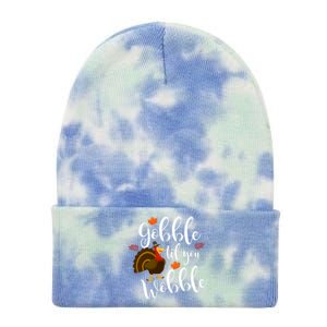 Cute And Funny Gobble Til You Wobble Thanksgiving Turkey Cool Gift Tie Dye 12in Knit Beanie