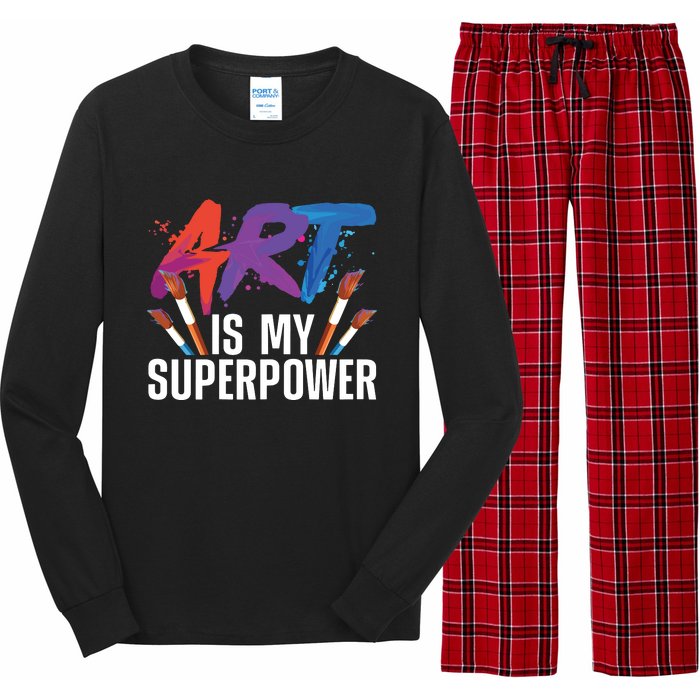 Cool Art For Art Teacher Artist Painter Superpower Long Sleeve Pajama Set