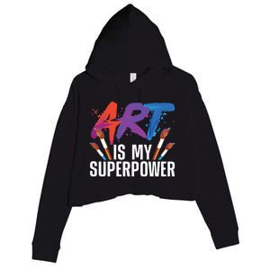 Cool Art For Art Teacher Artist Painter Superpower Crop Fleece Hoodie