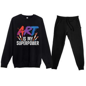 Cool Art For Art Teacher Artist Painter Superpower Premium Crewneck Sweatsuit Set