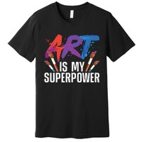 Cool Art For Art Teacher Artist Painter Superpower Premium T-Shirt