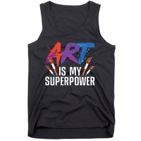 Cool Art For Art Teacher Artist Painter Superpower Tank Top