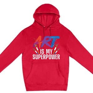 Cool Art For Art Teacher Artist Painter Superpower Premium Pullover Hoodie