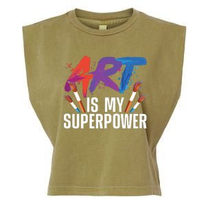 Cool Art For Art Teacher Artist Painter Superpower Garment-Dyed Women's Muscle Tee