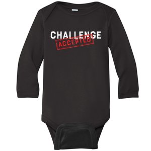 Challenge Accepted Funny Stamp Baby Long Sleeve Bodysuit