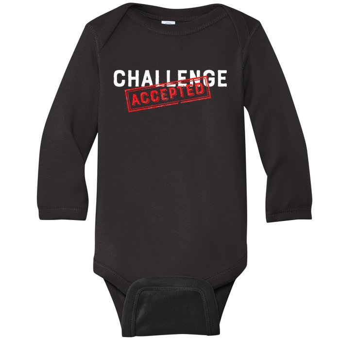 Challenge Accepted Funny Stamp Baby Long Sleeve Bodysuit