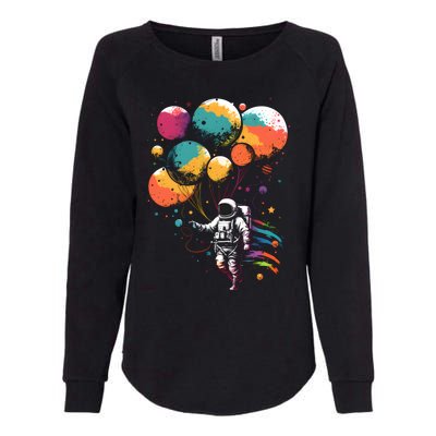 Cool Astronaut Flying With Balloon Planets Space Planets Gift Womens California Wash Sweatshirt