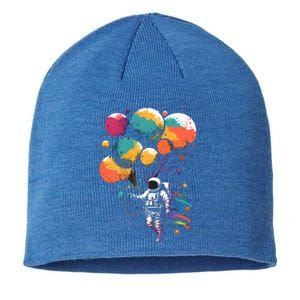 Cool Astronaut Flying With Balloon Planets Space Planets Gift Sustainable Beanie