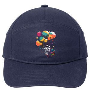 Cool Astronaut Flying With Balloon Planets Space Planets Gift 7-Panel Snapback Hat