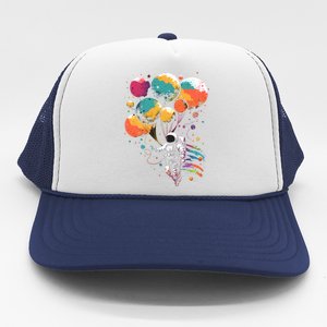 Cool Astronaut Flying With Balloon Planets Space Planets Gift Trucker Hat