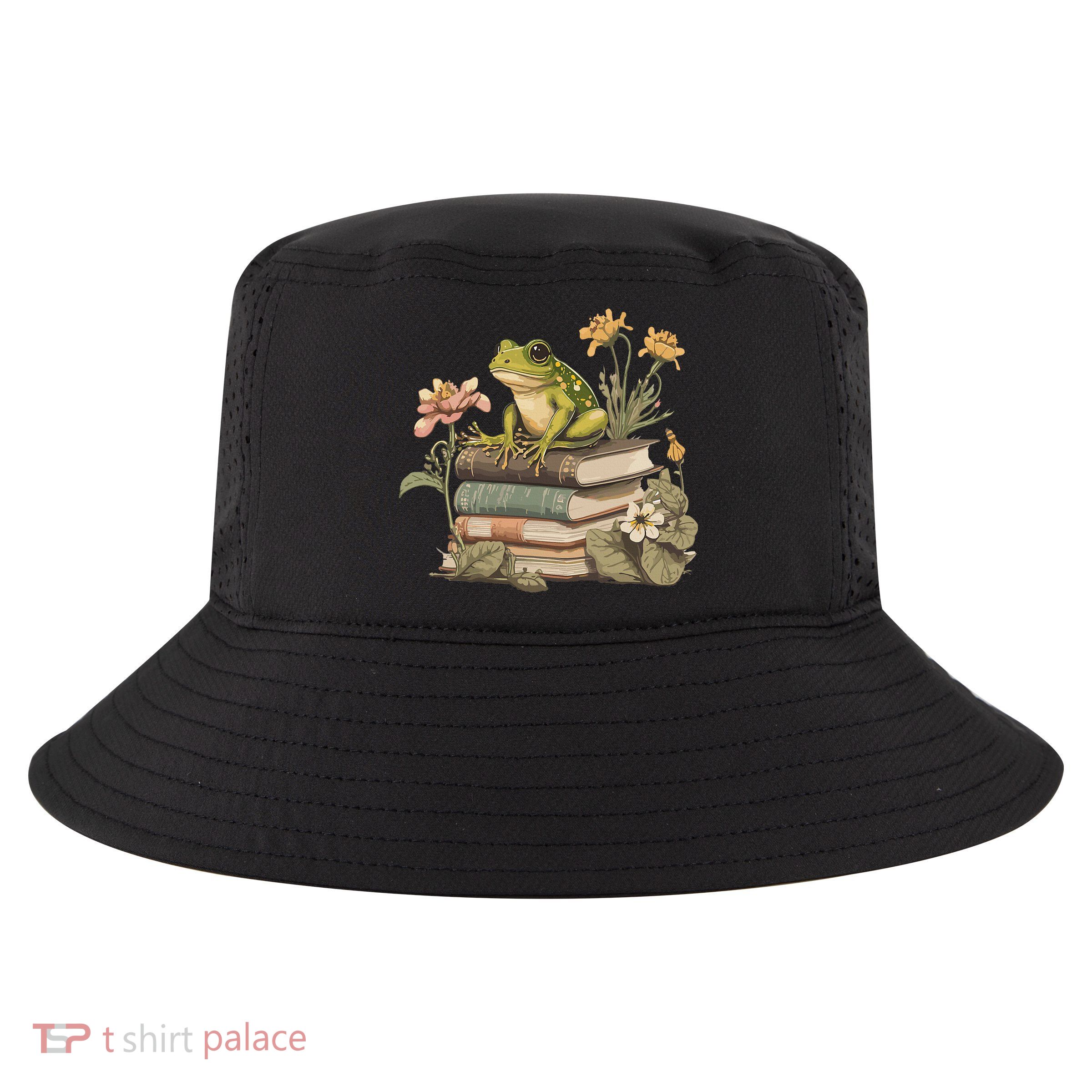 Cottagecore Aesthetic Frog Reading Book Mushroom Lover Cool Comfort Performance Bucket Hat