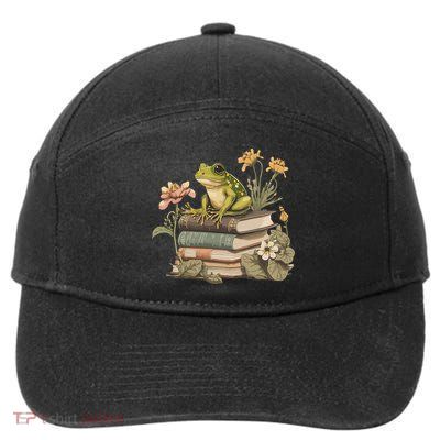 Cottagecore Aesthetic Frog Reading Book Mushroom Lover 7-Panel Snapback Hat