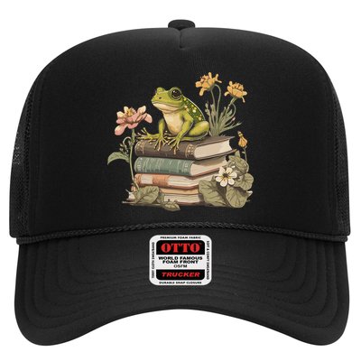 Cottagecore Aesthetic Frog Reading Book Mushroom Lover Trucker Hat