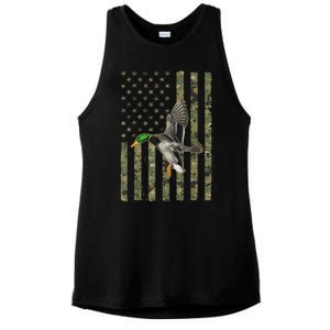 Camo American Flag Duck Hunting Goose Hunt Duck Hunter Gift Ladies PosiCharge Tri-Blend Wicking Tank