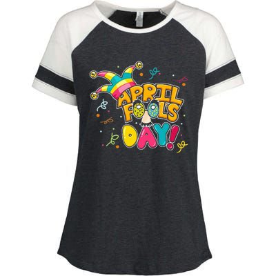 Colorful April Fool's Day Prank Funny Matching Enza Ladies Jersey Colorblock Tee