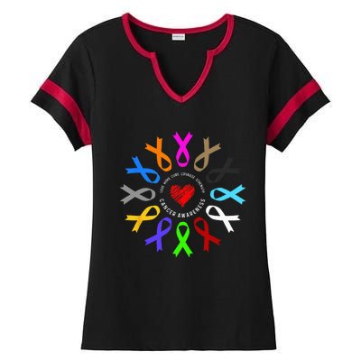 Cancer Awareness Fight Cancer Ribbon Ladies Halftime Notch Neck Tee