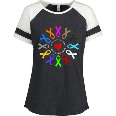 Cancer Awareness Fight Cancer Ribbon Enza Ladies Jersey Colorblock Tee