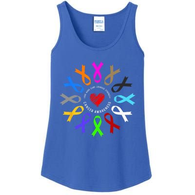 Cancer Awareness Fight Cancer Ribbon Ladies Essential Tank