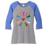 Cancer Awareness Fight Cancer Ribbon Women's Tri-Blend 3/4-Sleeve Raglan Shirt