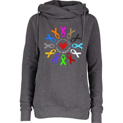 Cancer Awareness Fight Cancer Ribbon Womens Funnel Neck Pullover Hood