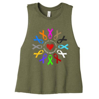 Cancer Awareness Fight Cancer Ribbon Women's Racerback Cropped Tank