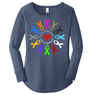 Cancer Awareness Fight Cancer Ribbon Women's Perfect Tri Tunic Long Sleeve Shirt