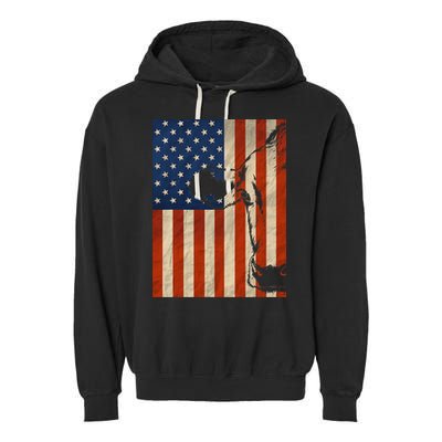 Cow American Flag Cattle Animal Lover Patriotic Gift Garment-Dyed Fleece Hoodie