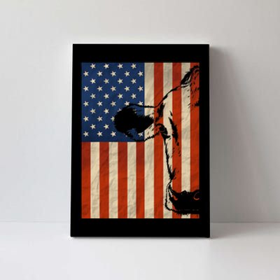 Cow American Flag Cattle Animal Lover Patriotic Gift Canvas