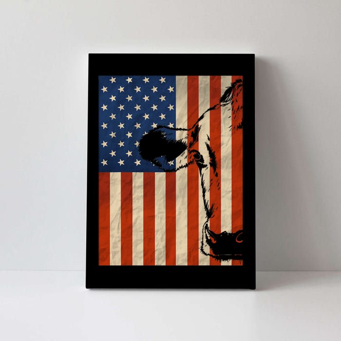 Cow American Flag Cattle Animal Lover Patriotic Gift Canvas