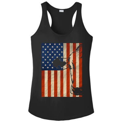Cow American Flag Cattle Animal Lover Patriotic Gift Ladies PosiCharge Competitor Racerback Tank
