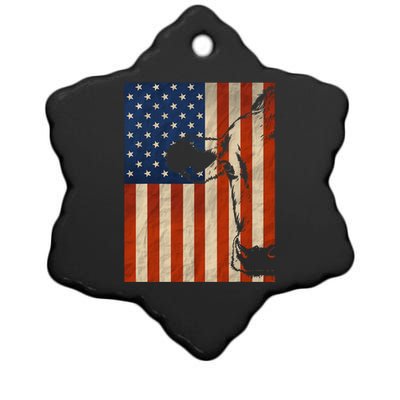 Cow American Flag Cattle Animal Lover Patriotic Gift Ceramic Star Ornament