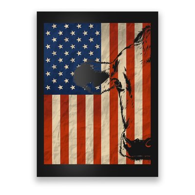 Cow American Flag Cattle Animal Lover Patriotic Gift Poster