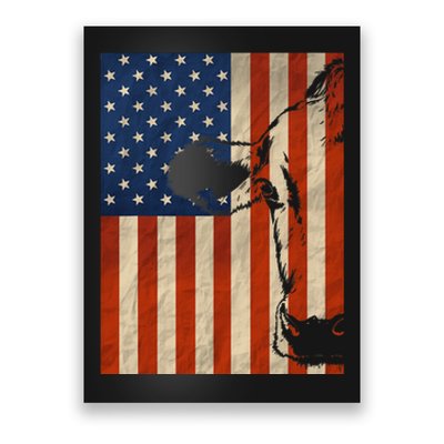 Cow American Flag Cattle Animal Lover Patriotic Gift Poster